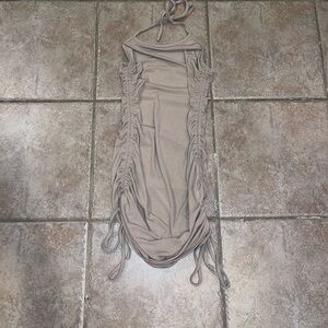 SHEIN Taupe Ruched Halter Dress